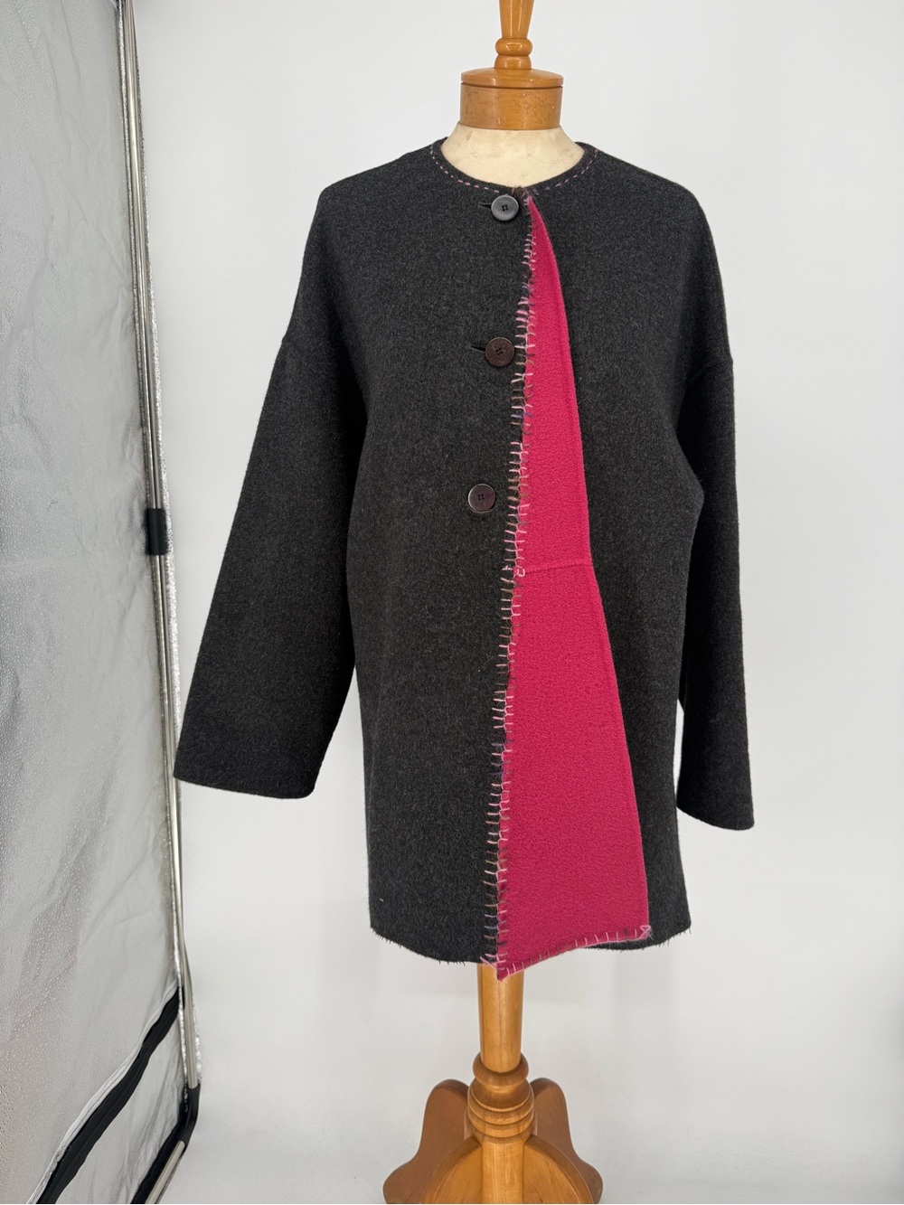 Handmade Reversible Gray & Pink Wool Jacket
